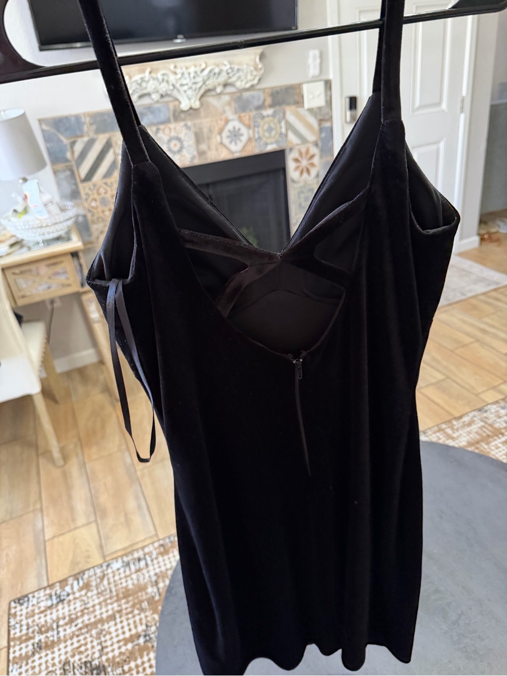 Sequin Hearts Black Velvet Dress with Strappy Back